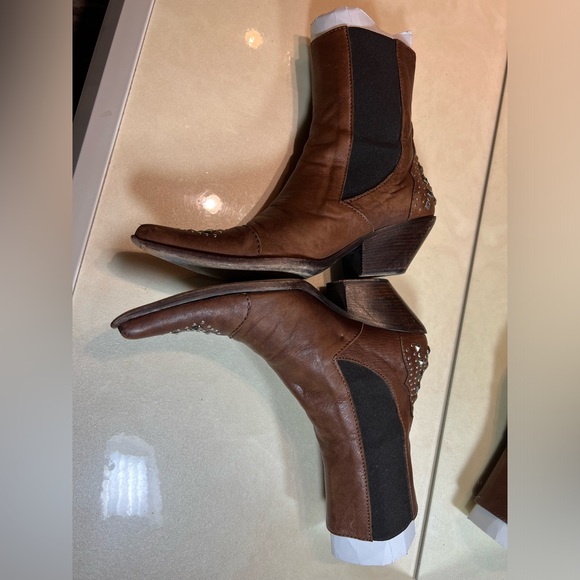 Giancarlo Paoli Made in Italy Leather Western Cut Short Studded Boots 36.5 - Picture 7 of 14